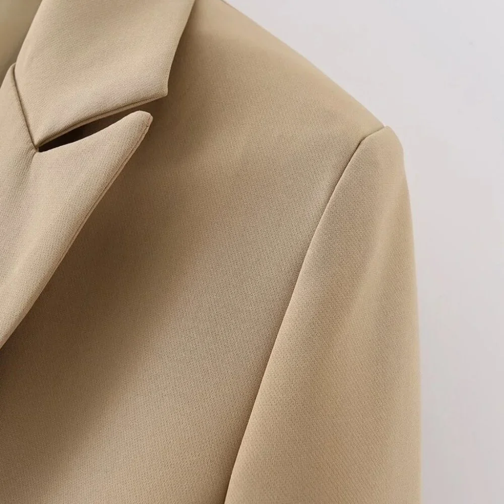 Classy go to Double Breasted Lapel Neck Blazer TAN - Picture 13 of 15